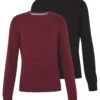 Pier One 2 Pack- Jersey De Punto - Black/Bordeaux