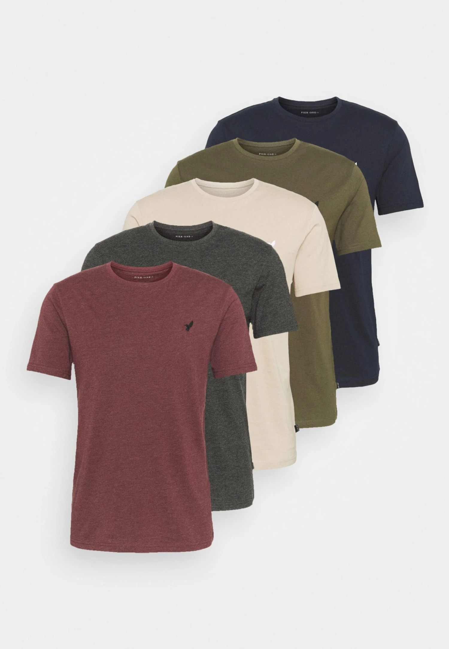Pier One 5 Pack - Camiseta Básica - Dark Grey/Dark Blue/Olive 7 Pier One 5 Pack - Camiseta Básica - Dark Grey/Dark Blue/Olive - Imagen 7