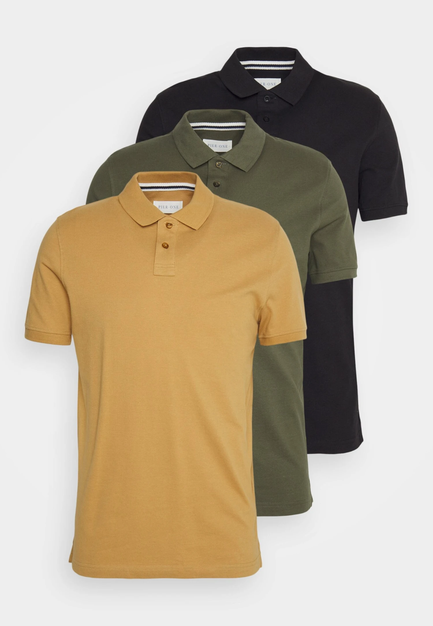 Pier One 3 Pack - Polo - Camel/Khaki/Black 1 Pier One 3 Pack - Polo - Camel/Khaki/Black
