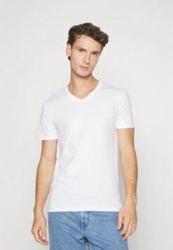 Pier One V Neck Bird Tonal 3 Pack - Camiseta Básica - Light Brown/White/Dark Blue -Pier One 1f5463f9c0604b97998b18e77595bc5f