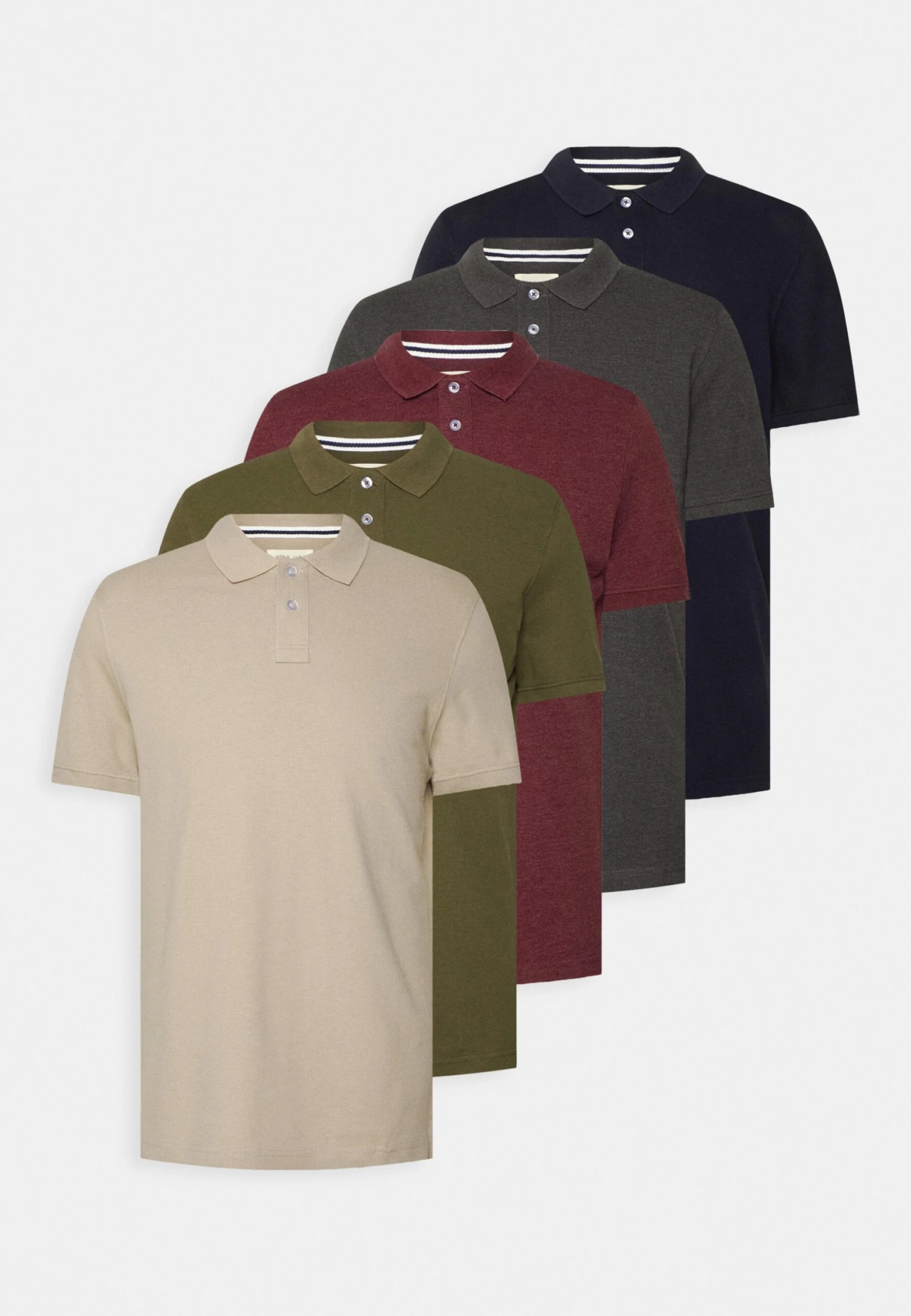 Pier One 5 Pack - Polo - Bordeaux/Olive/Dark Grey 1 Pier One 5 Pack - Polo - Bordeaux/Olive/Dark Grey