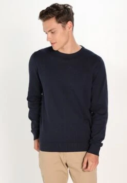 Pier One Basic Crewneck - Jersey De Punto - Dark Blue