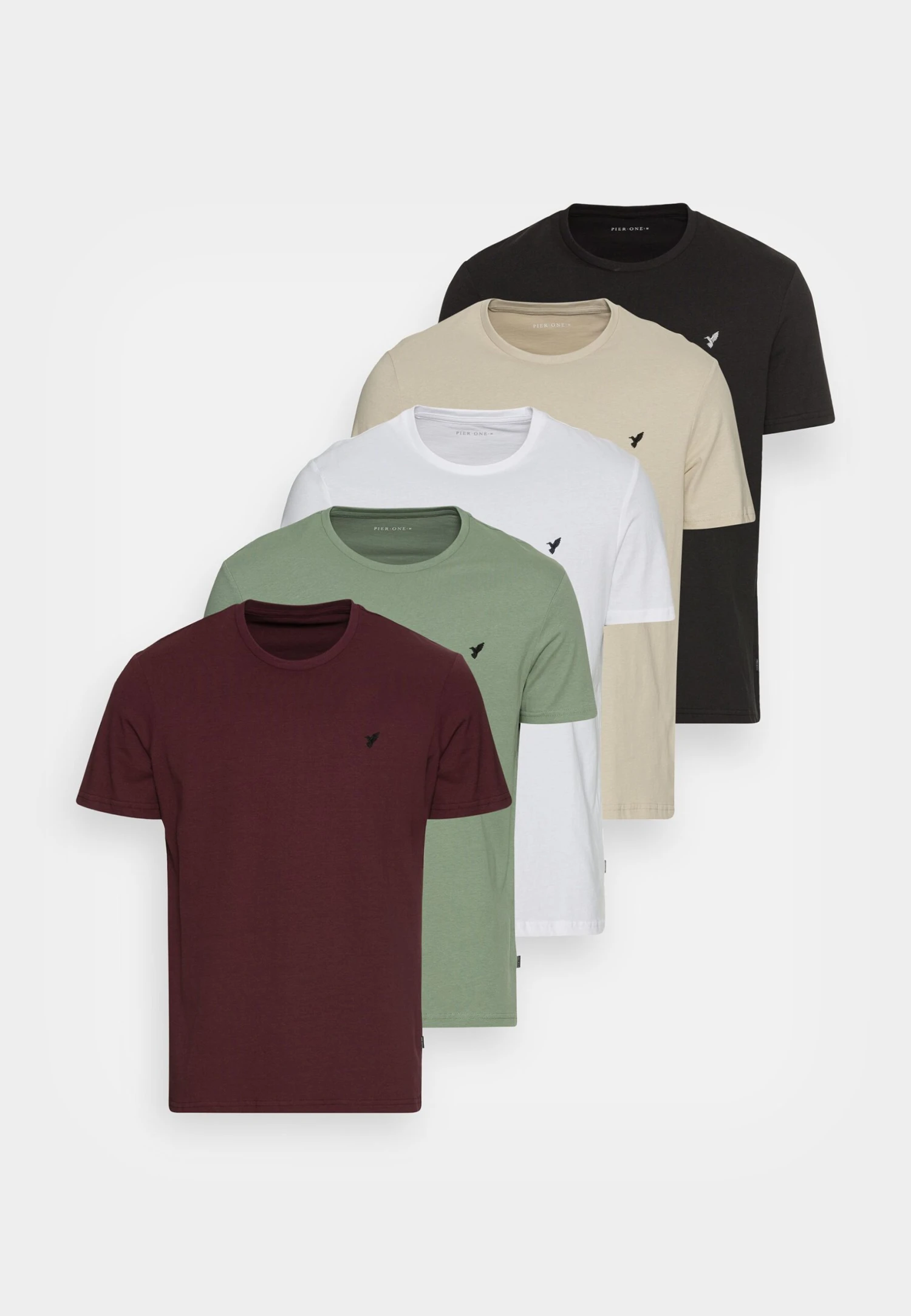 Pier One 5 Pack - Camiseta Básica - White/Green/Bordeaux/Black/Beige 8 Pier One 5 Pack - Camiseta Básica - White/Green/Bordeaux/Black/Beige - Imagen 8