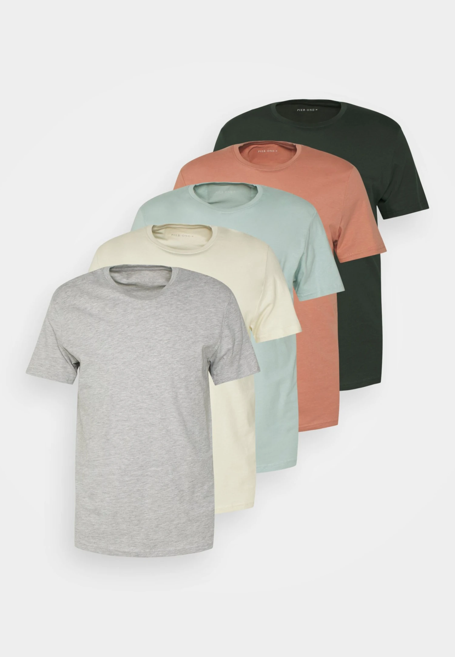 Pier One 5 Pack - Camiseta Básica - Stone/Blue/Mottled Light Grey - 2 Pier One 5 Pack - Camiseta Básica - Stone/Blue/Mottled Light Grey - - Imagen 2