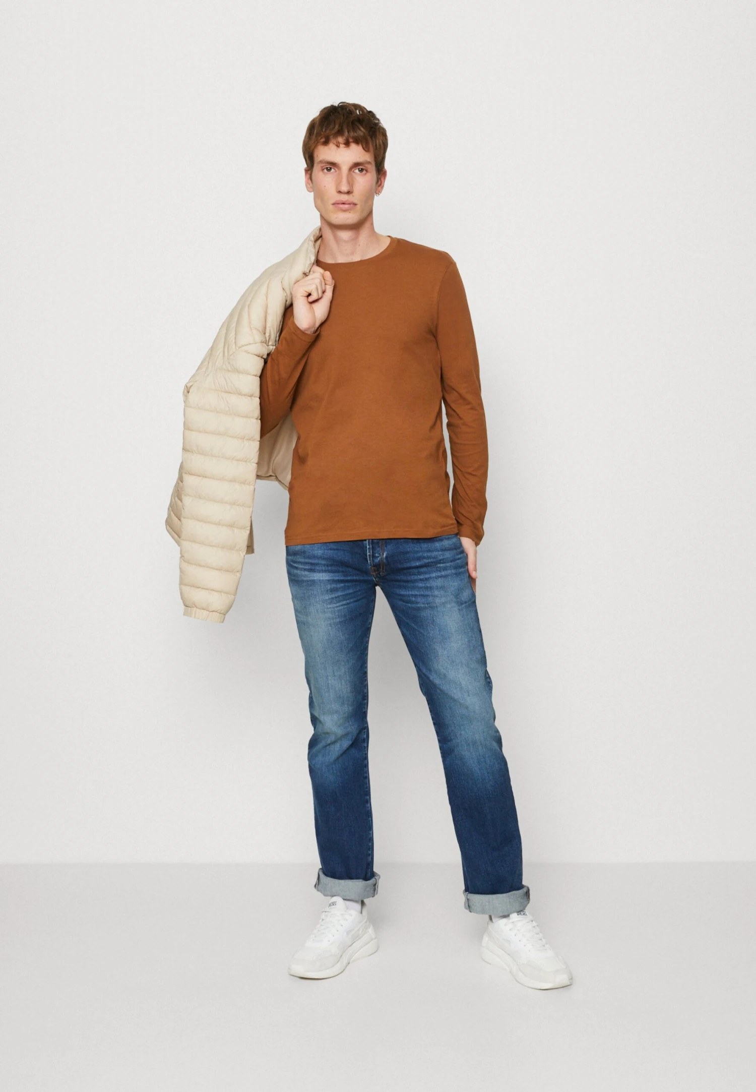 Pier One 5 Pack - Camiseta De Manga Larga - Blue/Off-White/Light Brown 1 Pier One 5 Pack - Camiseta De Manga Larga - Blue/Off-White/Light Brown