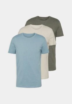 Pier One 3 Pack - Camiseta Básica - Brown/Beige/Light Blue -Pier One 6207198c93254405a2ac3fe4191f041d
