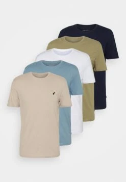 Pier One 5 Pack - Camiseta Básica - Beige/White/Light Blue -Pier One 66878d61f9284197b4395faece75418c