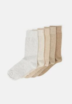 Pier One 5Pack - Calcetines - Off-White/Beige/Tan