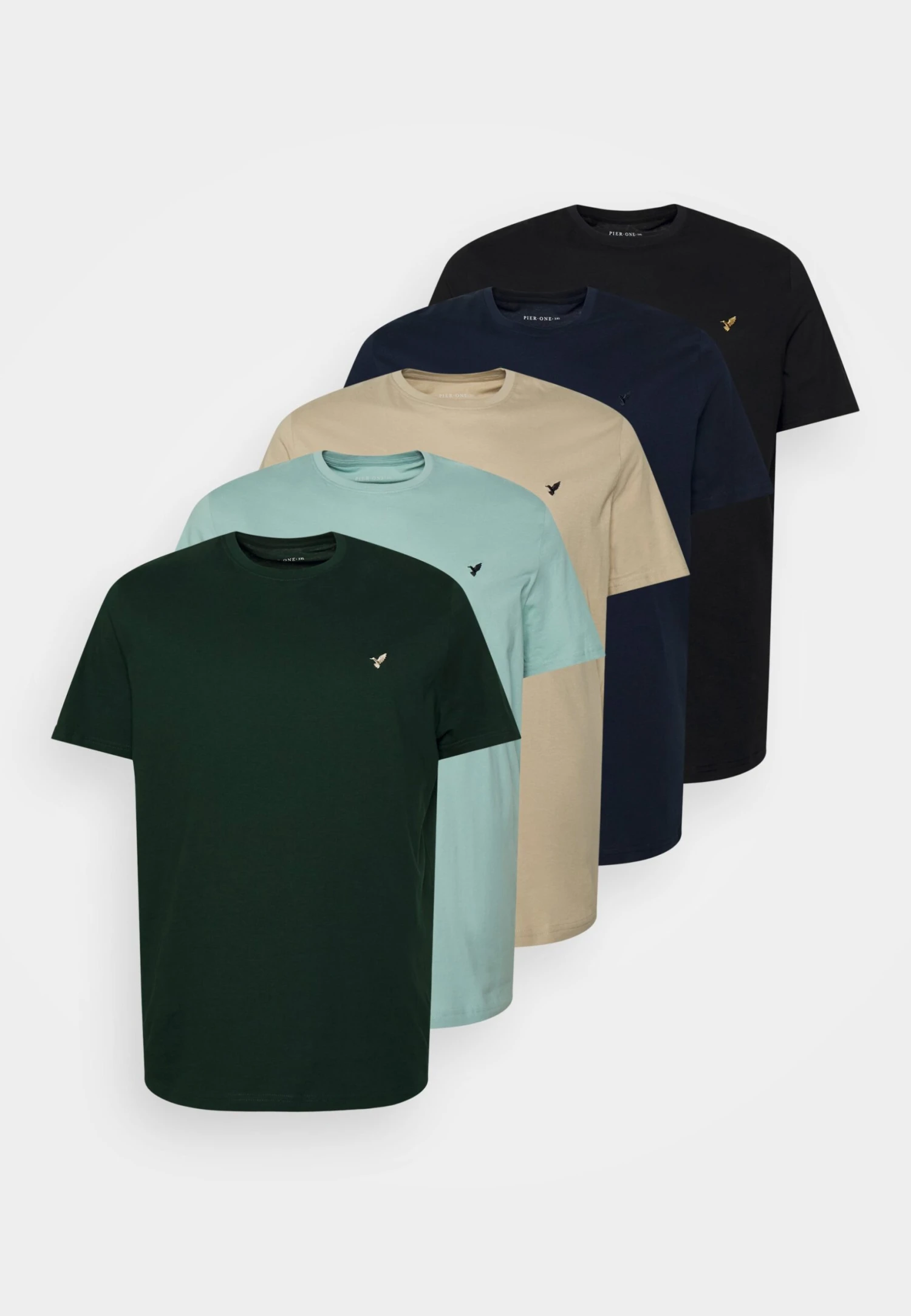 Pier One 5 Pack - Camiseta Básica - Dark Green/Beige/Light Blue 6 Pier One 5 Pack - Camiseta Básica - Dark Green/Beige/Light Blue - Imagen 6