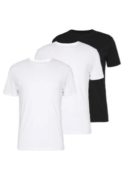 Pier One 3 Pack - Camiseta Básica -Black/ White