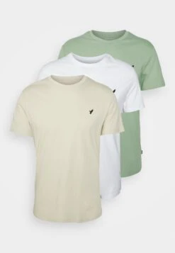 Pier One Birdie - Camiseta Básica - White/Off-White/Green