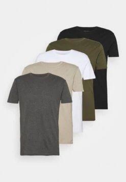 Pier One 5 Pack - Camiseta Básica - White/Dark Grey/Black -Pier One c8b9f5cce9884e23aebd3711252e2349