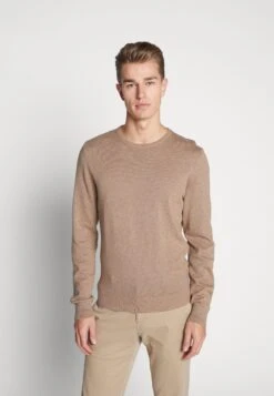 Pier One Basic Crewneck - Jersey De Punto - Mottled Beige