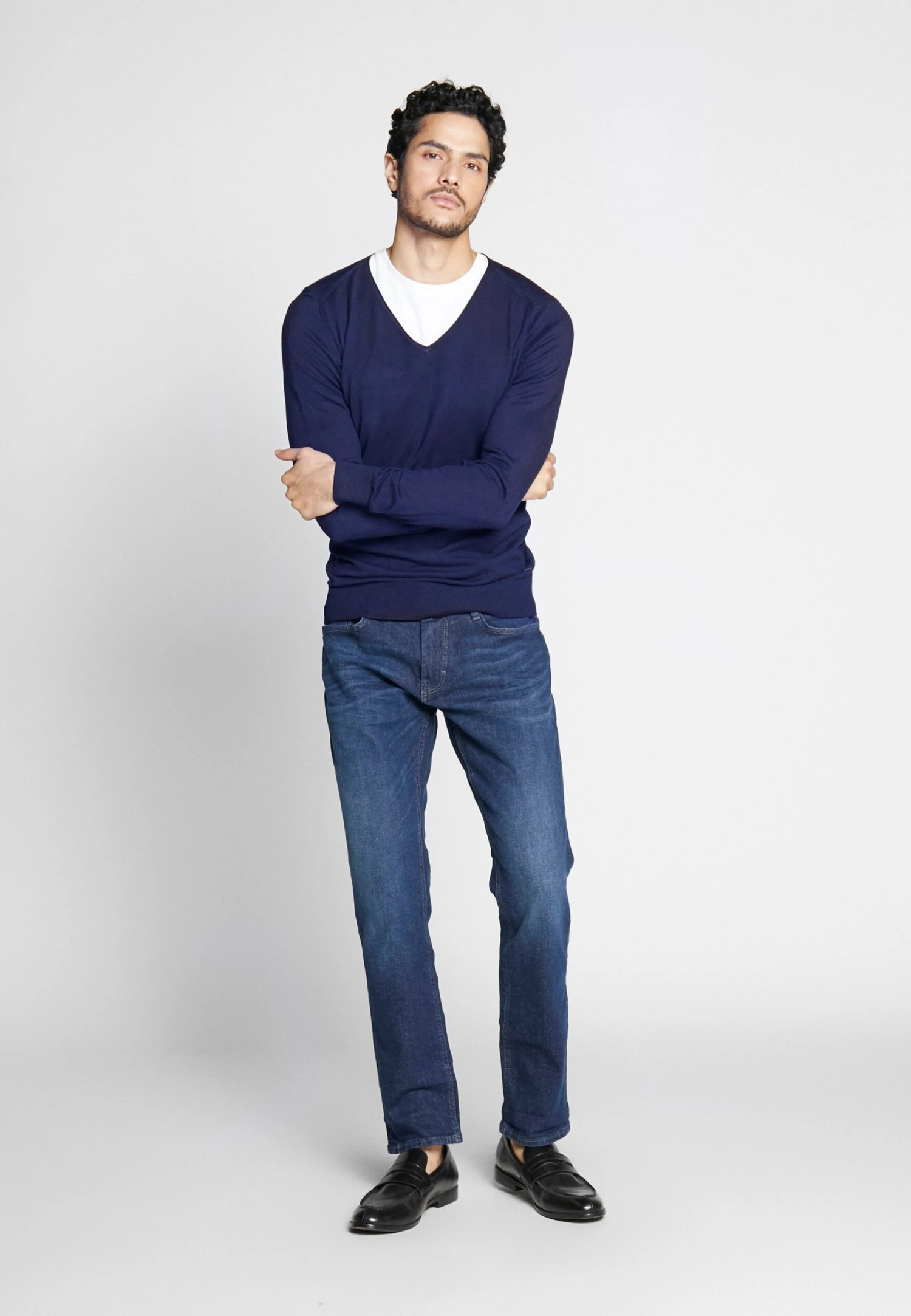 Pier One 4 Pack - Camiseta Básica - Black/White/Blue 1 Pier One 4 Pack - Camiseta Básica - Black/White/Blue