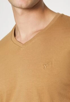 Pier One V Neck Bird Tonal 3 Pack - Camiseta Básica - Light Brown/White/Dark Blue -Pier One dbb41cfafe134396801079ad8aaa0b0b