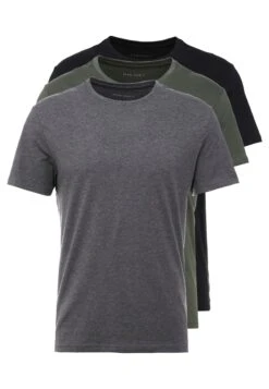 Pier One 3 Pack - Camiseta Básica - Black/Grey/Green -Pier One df840033a7f04afda15f16c48ba7762b