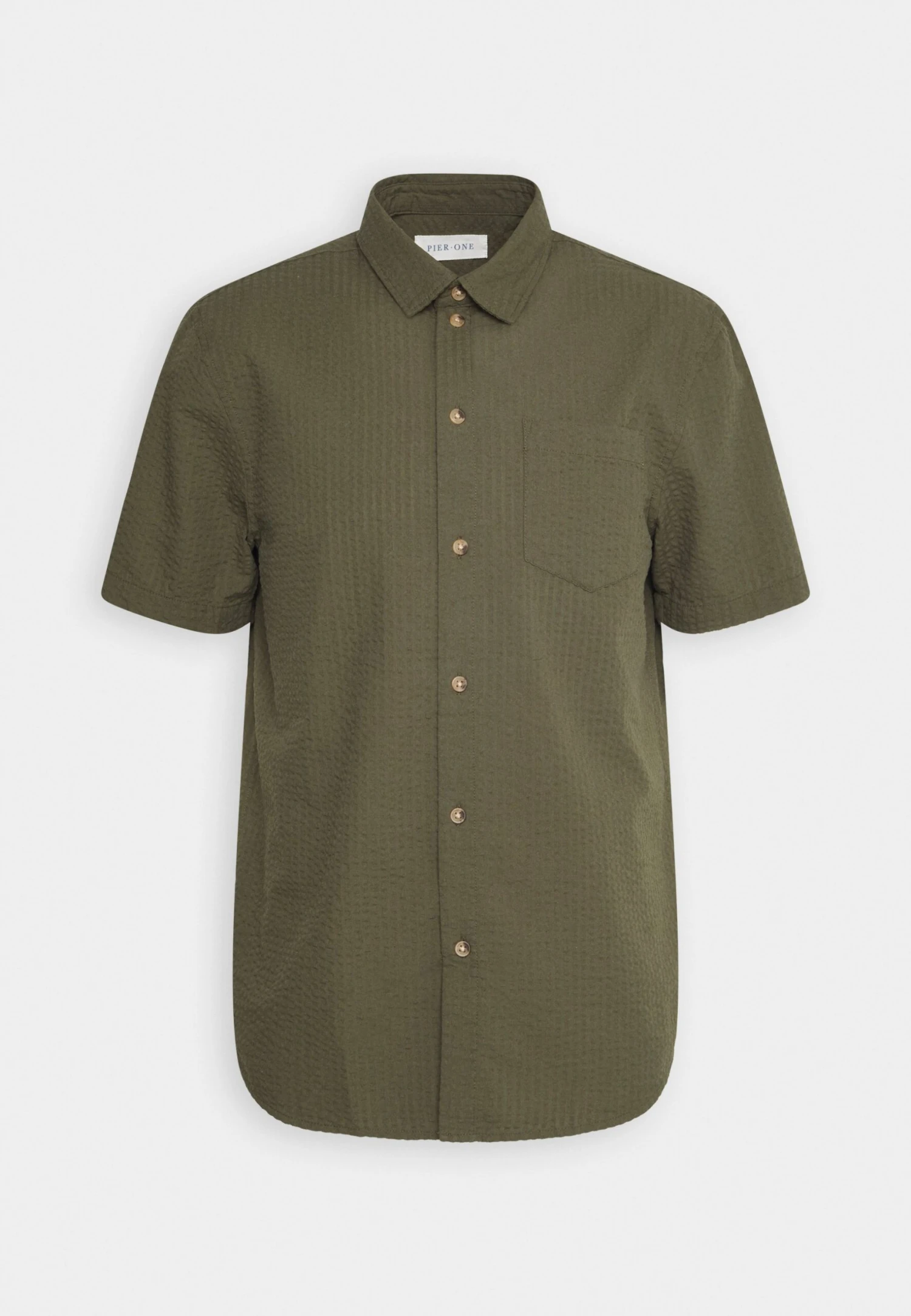 Pier One Seersucker Kent- Camisa - 604 - Olive 1 Pier One Seersucker Kent- Camisa - 604 - Olive